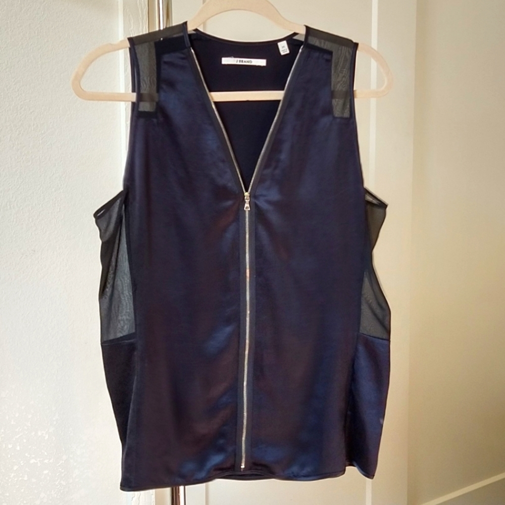 Make a Statement Black Sleeveless Front Zip Up Top